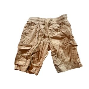 Open Trails Cargo Shorts Men Medium Tan Khaki Cotton Elastic Waist Casual Hiking